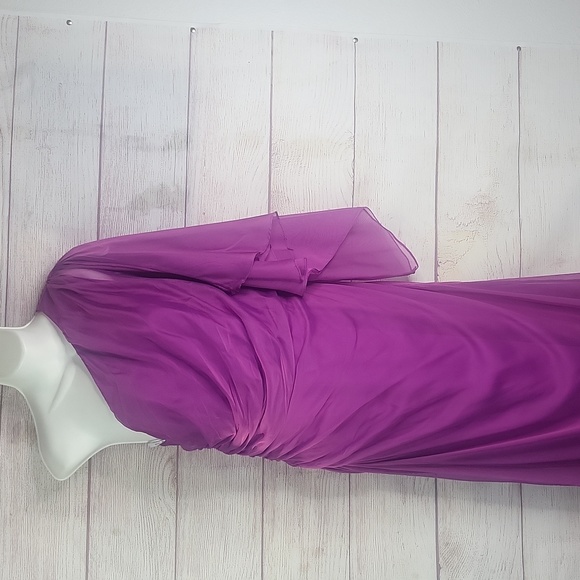 Tadashi Shoji fuschia column one shoulder gown sz 12 - Picture 1 of 16